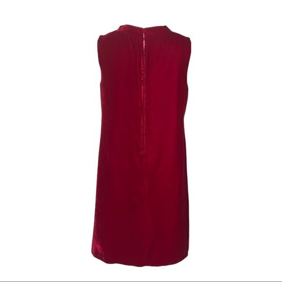 VINTAGE Red Velvet Sleeveless Shift Dress - Sz 8-10 WOW 🤩 - Picture 7 of 9